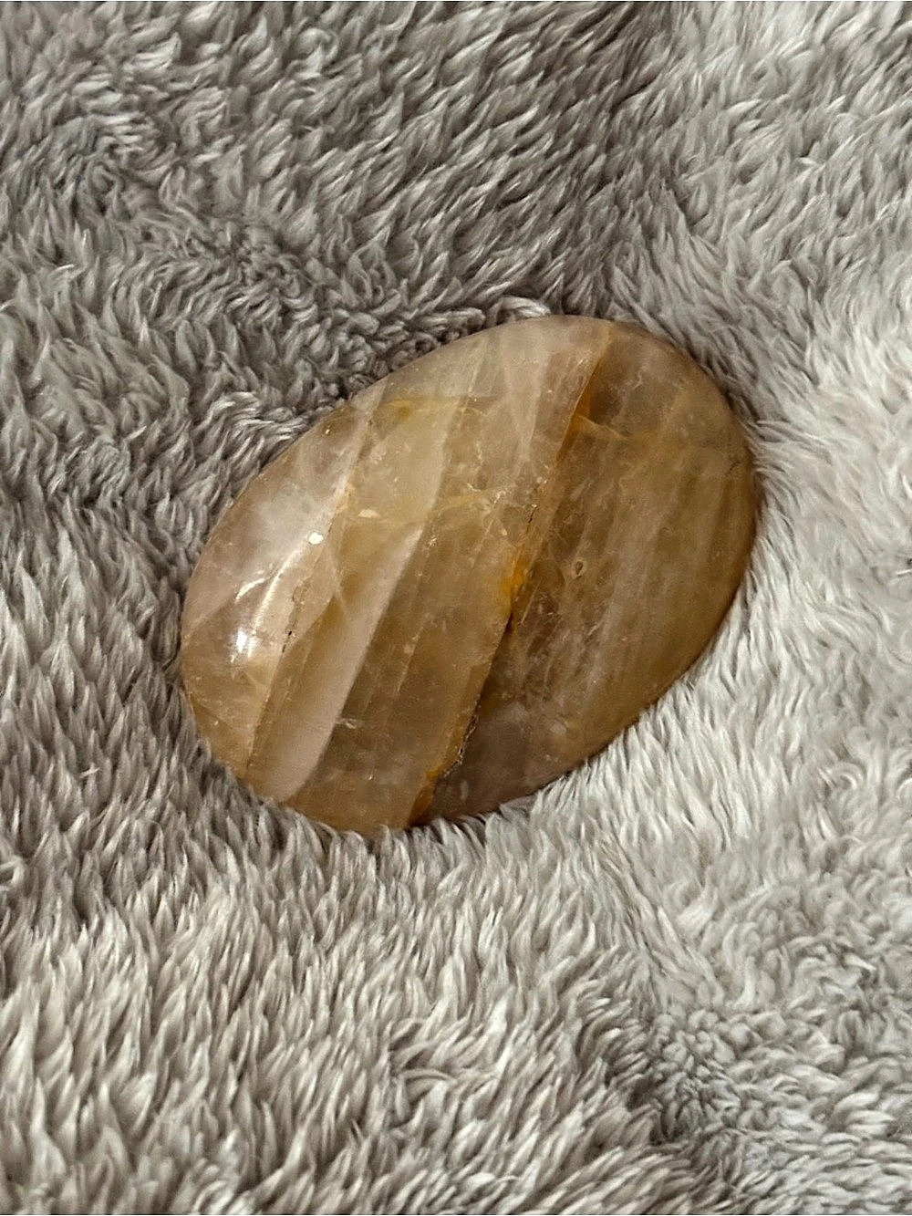Golden Healer Quartz Palm Stone Polished Yellow & Brown
